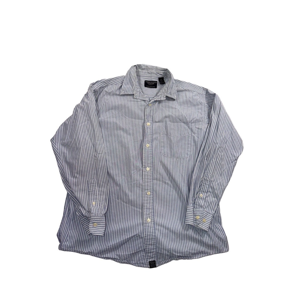 Vintage Y2K American Eagle Button Down Shirt Men's Medium Blue Striped Cotton